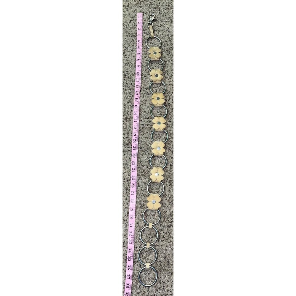 Retro Hippie Floral Suede Chain Belt Boho Festival Western Used Womens 38” - Picture 8 of 16